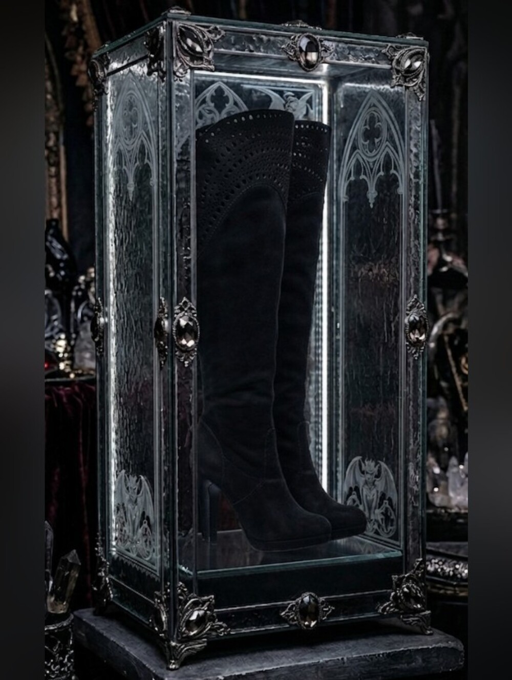 Gothic Black Women's High Heel Knee-High Boots ✨ 🖤